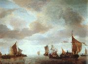 Jan van de Cappelle Ships on a Calm Sea near Land painting